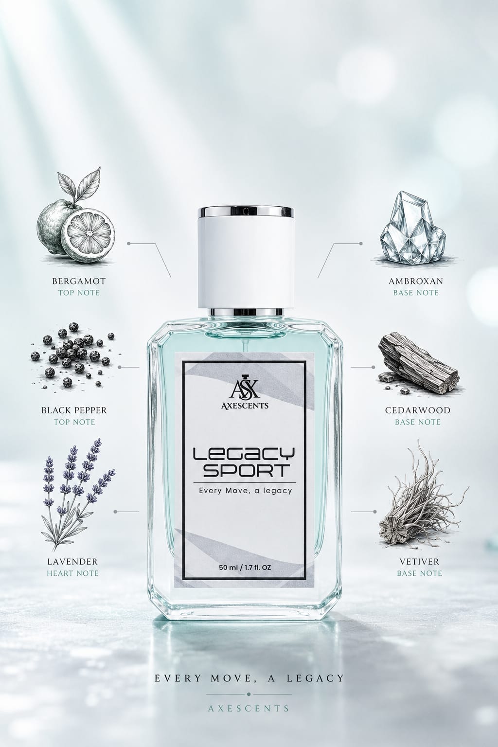 Legacy Sport by AXESCENTS – Premium Long Lasting Men's Perfume | 50ml
